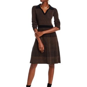 T Tahari Long Sleeve Collared Fit and Flare Dress NWT